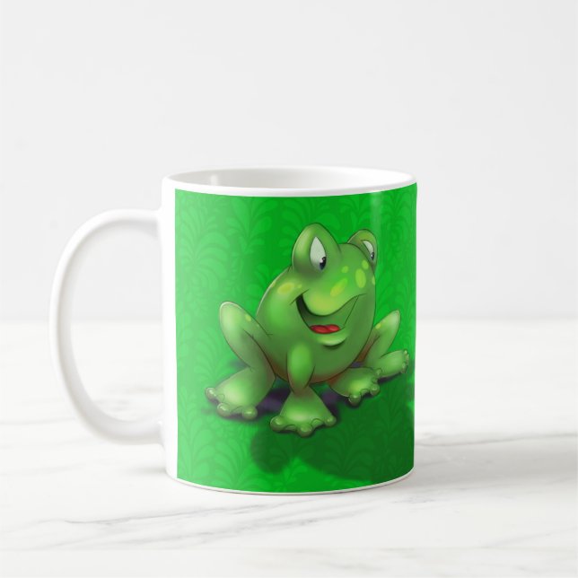 customised name cute cartoon frog green coffee mug (Left)