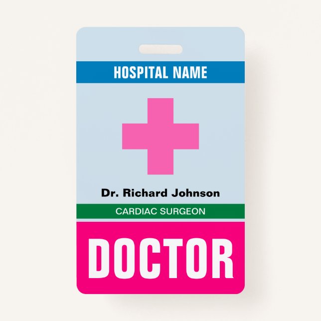 Customised Name Doctor ID Card ID Badge (Front)