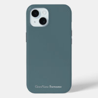 Customised Name Elegant Marble Blue Cadet Grey
