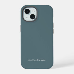 Customised Name Elegant Marble Blue Cadet Grey iPhone 15 Case