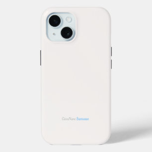 Customised Name Elegant Rose White Blue Grey iPhone 15 Case