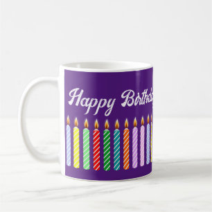 Customised Name Happy Birthday Lit Candles Mug