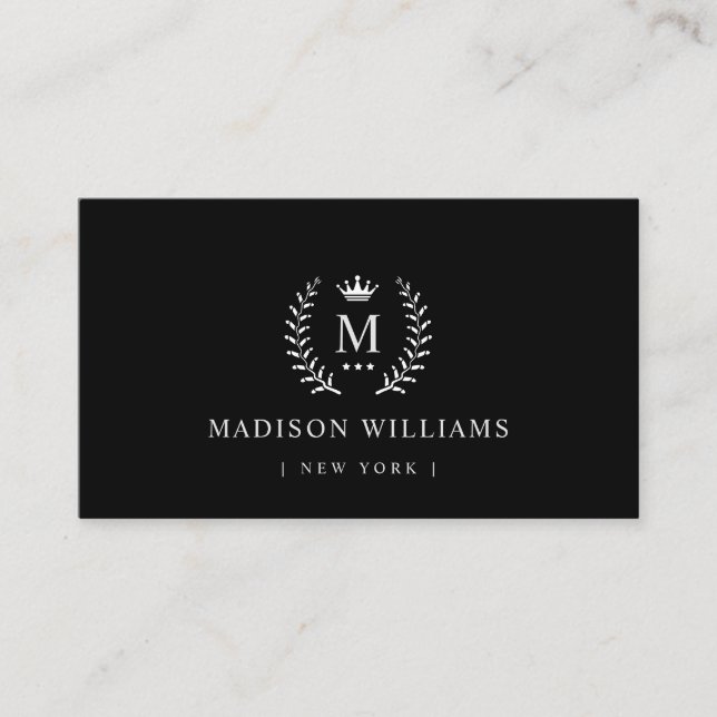 Customised Name & Initial Black And White Colour Business Card (Front)
