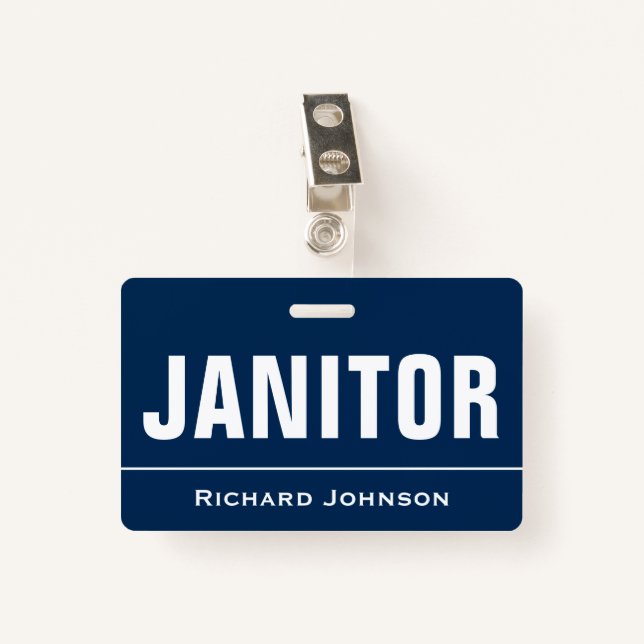 Customised Name Janitor ID Badge (Front with Clip)