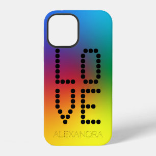 Customised Name & Love Trendy Font, Rainbow iPhone 12 Case