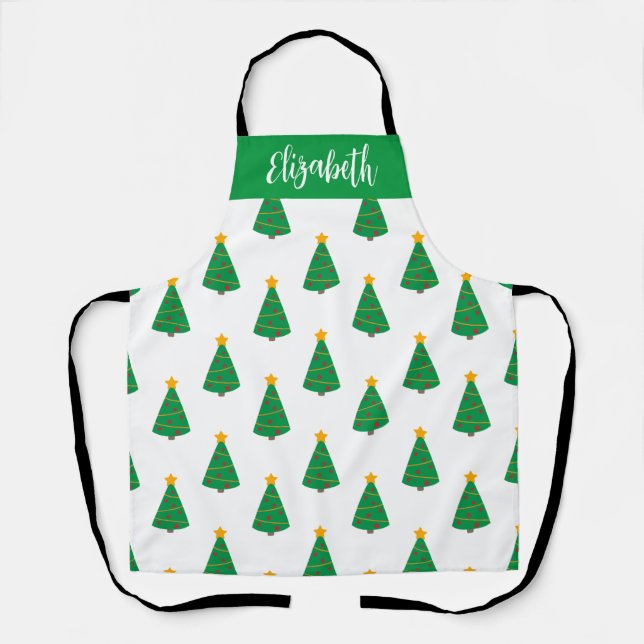 Customised Name Mod Christmas Tree Print Apron (Front)