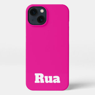 Customised Name Modern Stylish Minimal Hot Pink  iPhone 13 Case