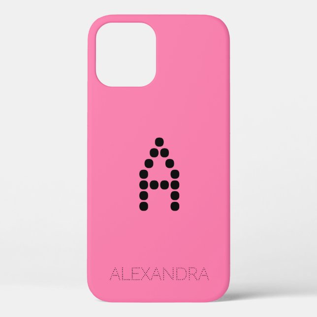 Customised Name & Monogram Smart Font On Pink Case-Mate iPhone Case (Back)