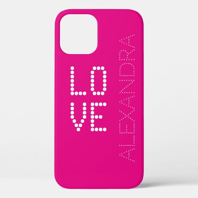 Customised Name & Monogram Trendy Font Hot Pink Case-Mate iPhone Case (Back)