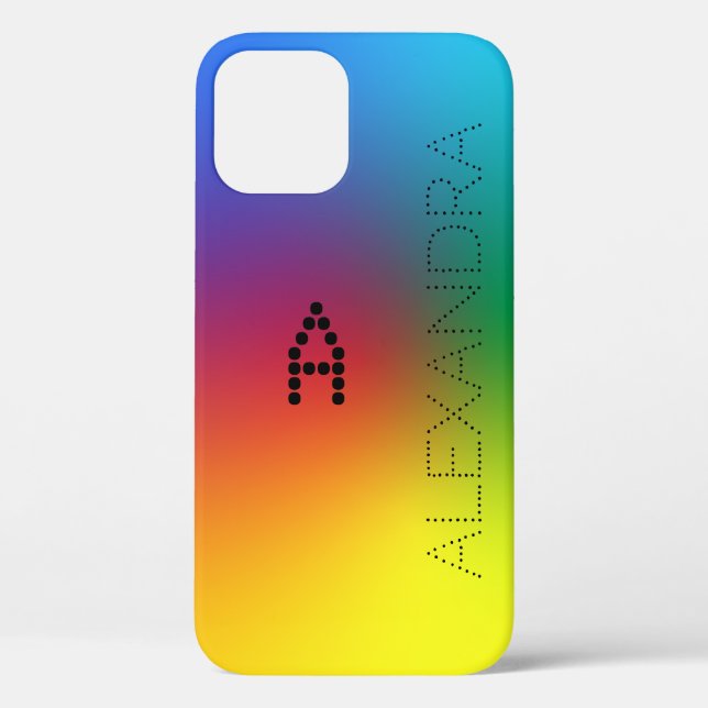 Customised Name & Monogram Trendy Font, Rainbow Case-Mate iPhone Case (Back)