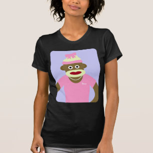 Customised Name or Monogram Sock Monkey Girl T-Shirt