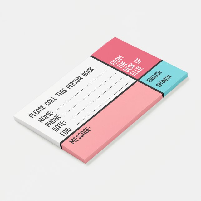 Customised Name Phone Message Office Post-it Notes (Angled)
