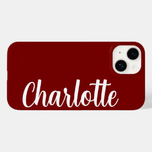 Customised Name Stylish Modern Minimal Cherry Red Case-Mate iPhone 14 Case