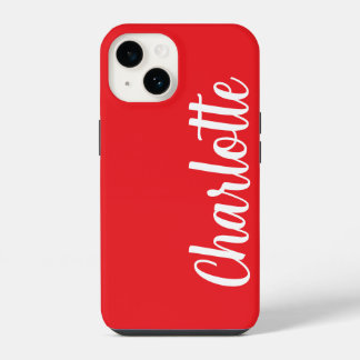 Customised Name Stylish Modern Minimal Classic Red iPhone 14 Case