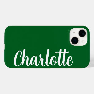Customised Name Stylish Modern Minimal Dark Green Case-Mate iPhone 14 Case