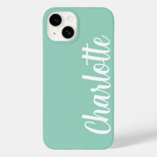 Customised Name Stylish Modern Minimal light teal Case-Mate iPhone 14 Case