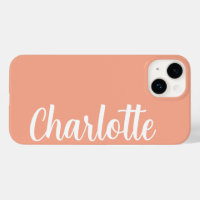 Customised Name Stylish Modern Minimal Peach Colou