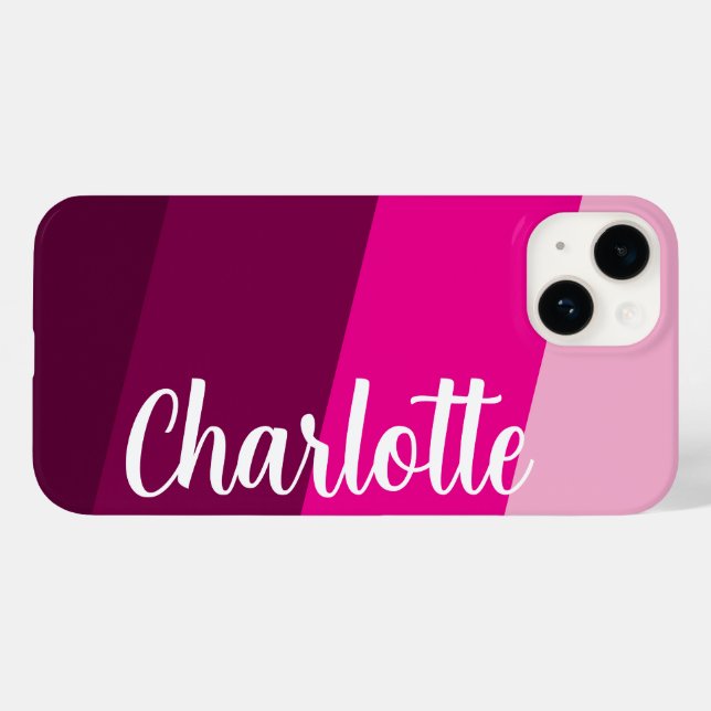 Customised Name Stylish Modern Minimal Pink Colour Case-Mate iPhone Case (Back (Horizontal))