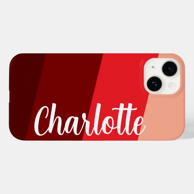 Customised Name Stylish Modern Minimal Red Colour Case-Mate iPhone Case (Back (Horizontal))