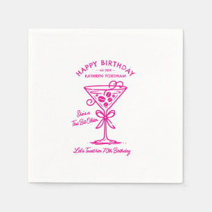 Customised Napkins 70th Birthday  Pink Martini