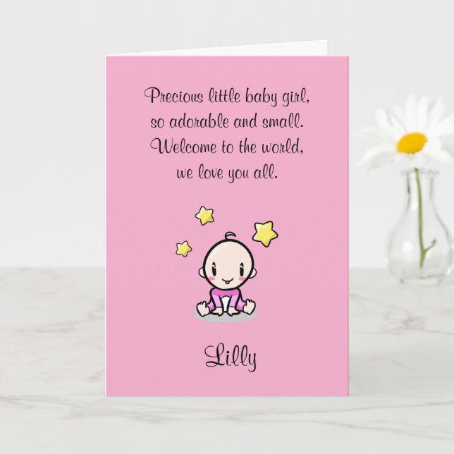 Customised New Baby Congratulations With Name,  Card (Small Plant)