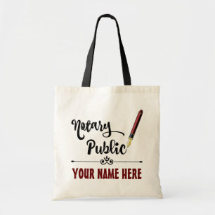 Customised Notary Public Burgundy Ink Pen Tote Bag