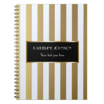 Customised Notebook Gold White Lines Background