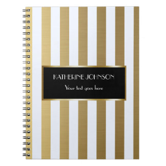 Customised Notebook Gold White Lines Background
