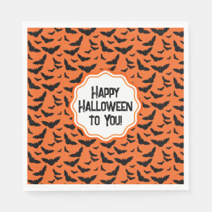 Customised Orange Black Bats Halloween  Napkin