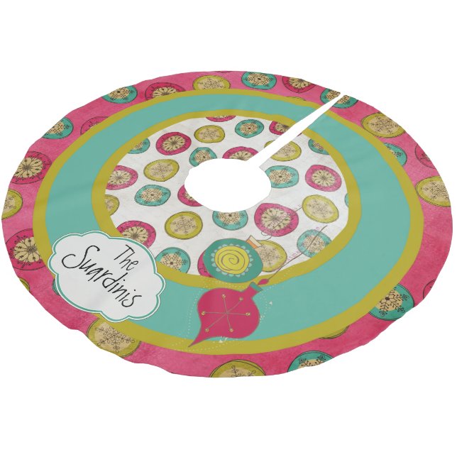 Customised Orb Snowflakes and Ornaments Tree Skirt (Angled)