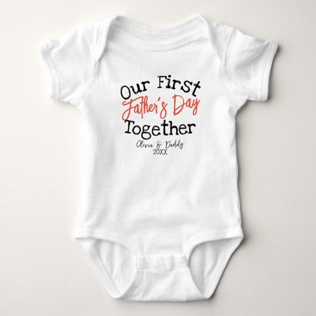 Customised Our First Father's Day Together  Baby Bodysuit (Front)