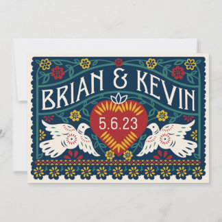 Customised Papel Picado Love Birds updated Invitat Invitation