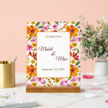 Customised Party Sign Pink Orange Red Floral