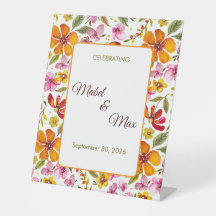 Customised Party Sign Pink Orange Red Floral