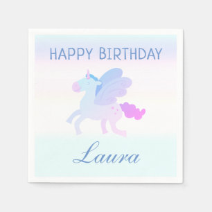 Customised Pastel Unicorn Happy Birthday Party Napkin