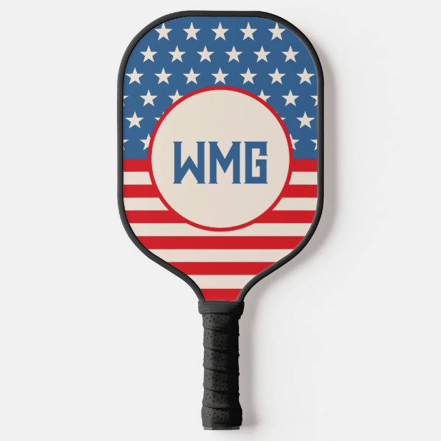 Customised Patriotic Monogram Pickleball Paddle (Front)