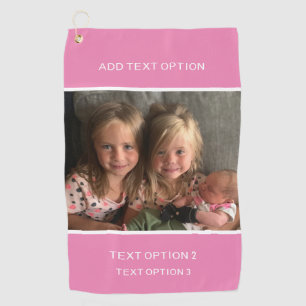 Customised Personal Photo Pink Golf Towel