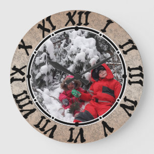 Customised personalised children winter patches sq large clock