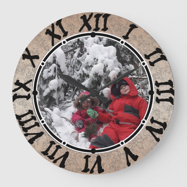 Customised personalised children winter patches sq large clock (Front)