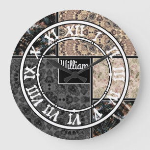 Customised personalised ornamental patches squares large clock