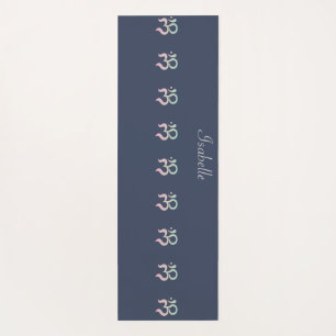 Customised Personalised Zen Om navy blue yoga mat