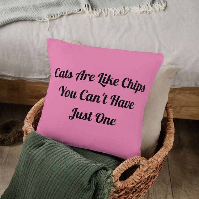 Customised Pet Cat Lover Funny Black Quote On Pink Cushion (Creator Uploaded)