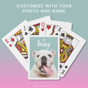 Customised Pet Dog Name Photo Playing Cards