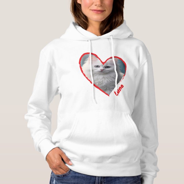 Customised Pet Photo and Name Heart Shape Hoodie (Front)