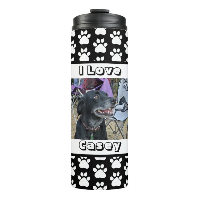 Customised Pet Photo and Paw Print Thermal Tumbler (Front)