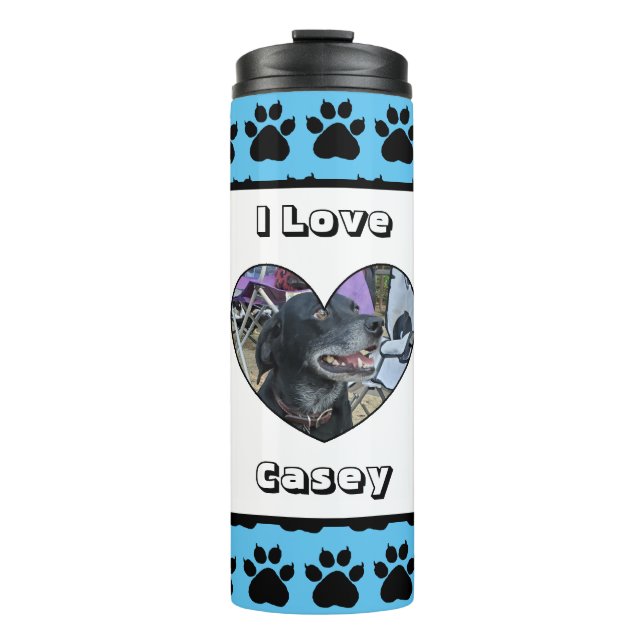 Customised Pet Photo and Paw Print Thermal Tumbler (Front)