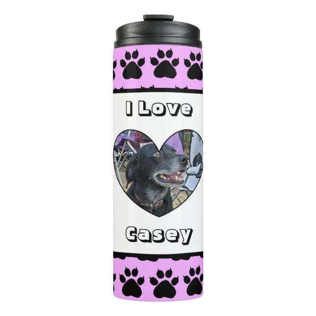 Customised Pet Photo and Paw Print Thermal Tumbler (Front)