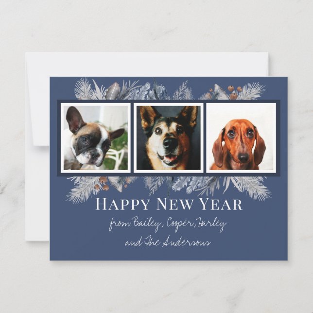 Customised Pet Photo Watercolor Winter Themed  Card (Front)