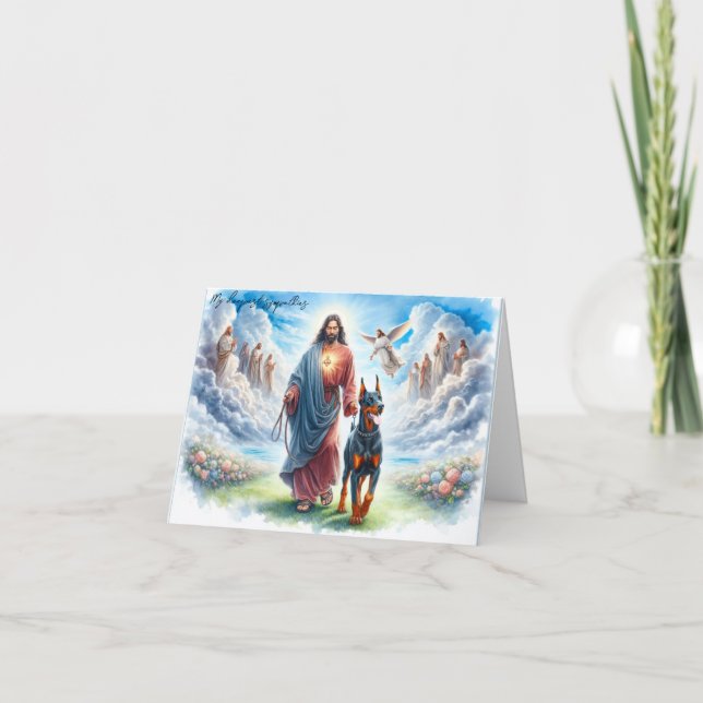 Customised Pet Sympathy Card-Jesus with Doberman  Card (Front)