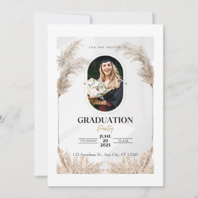Customised Photo Boho Graduation Party Invitation (Front)